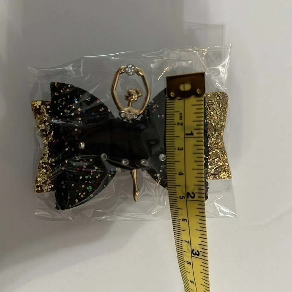 𝅺sparkly black ballerina hair clip barrette for girls